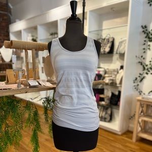 ATHLETA Grey Stripe Racer Back Top, Large, GUC